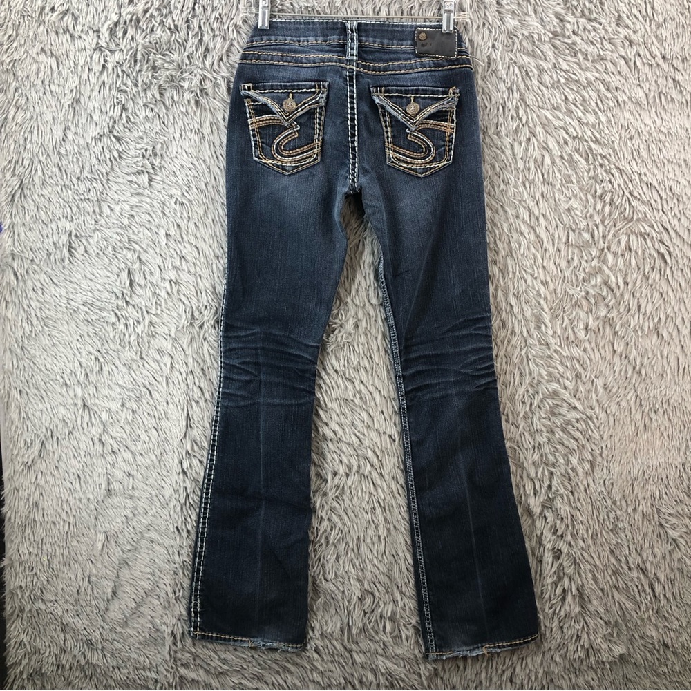 Silver Jeans Womens Size 27 Whiskered Boot Cut Double Button Waist Jeans